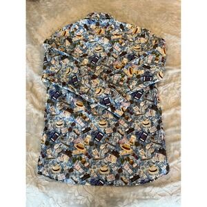 HAUPT Germany Men's Travel Print Button Up Long Sleeve Shirt‎ Size L